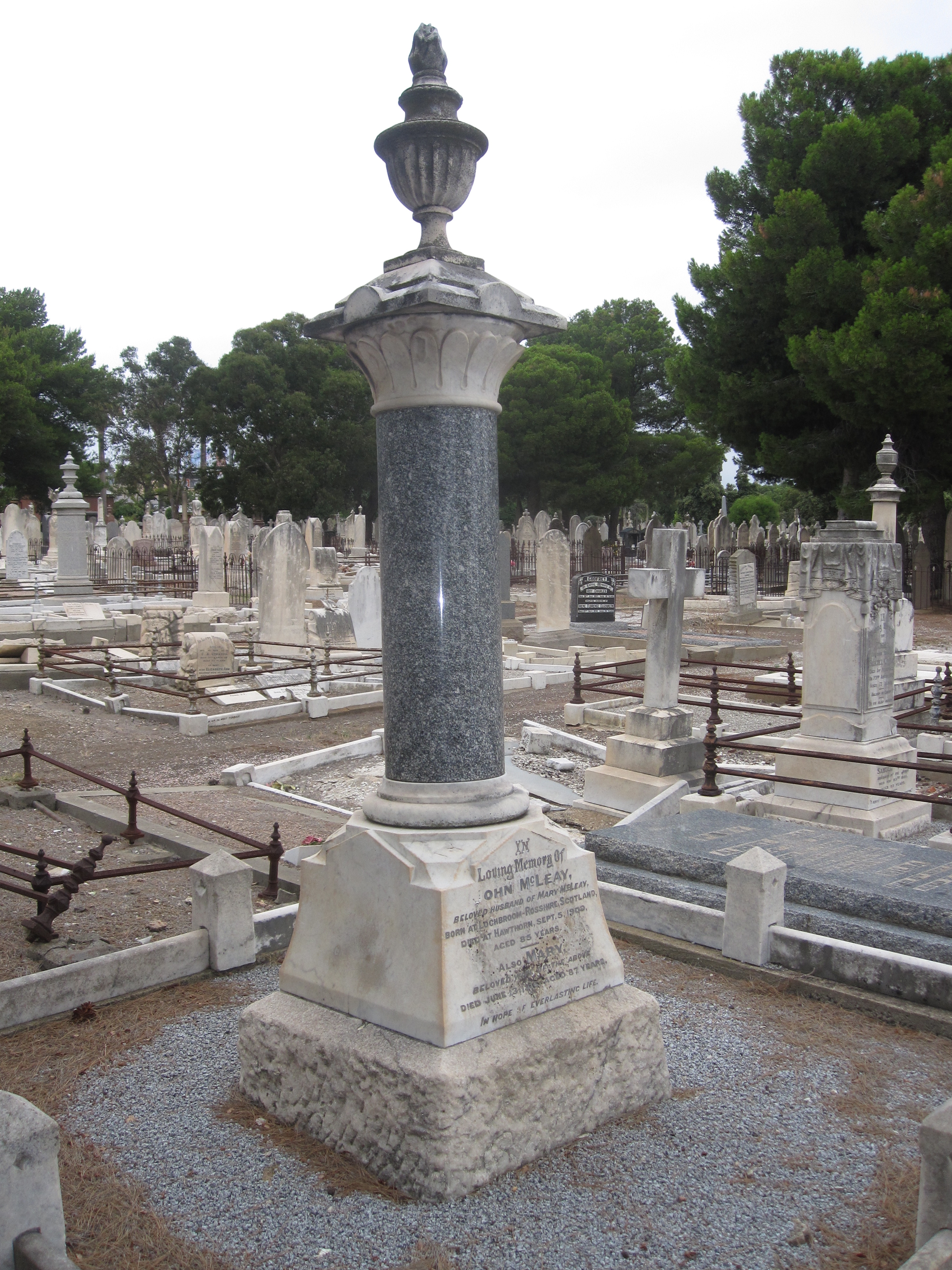 Photo of headstones/Mary McLeay nee McLennan d1916 hdstn Adelaide WstTce